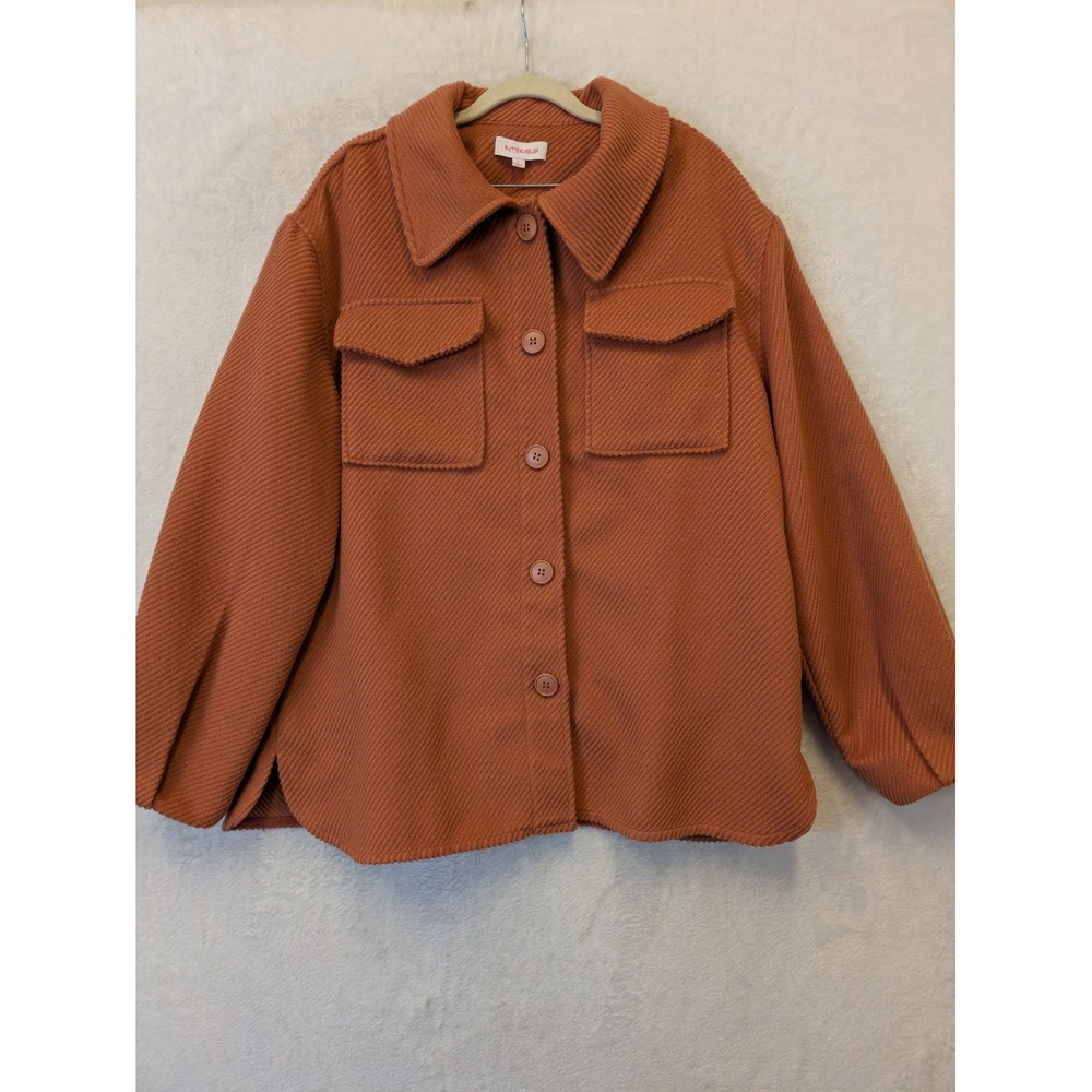 Butter Melon Women's Size L Oversized Corduroy Button Up Shirt‎ Jacket Rust
